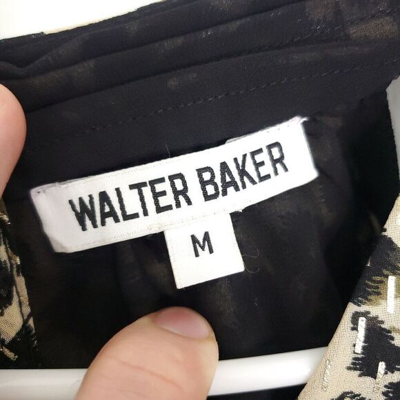 Walter Baker Top Womens M Peplum Asymmetrical Hem Leopard Exotic Animal - Picture 5 of 10